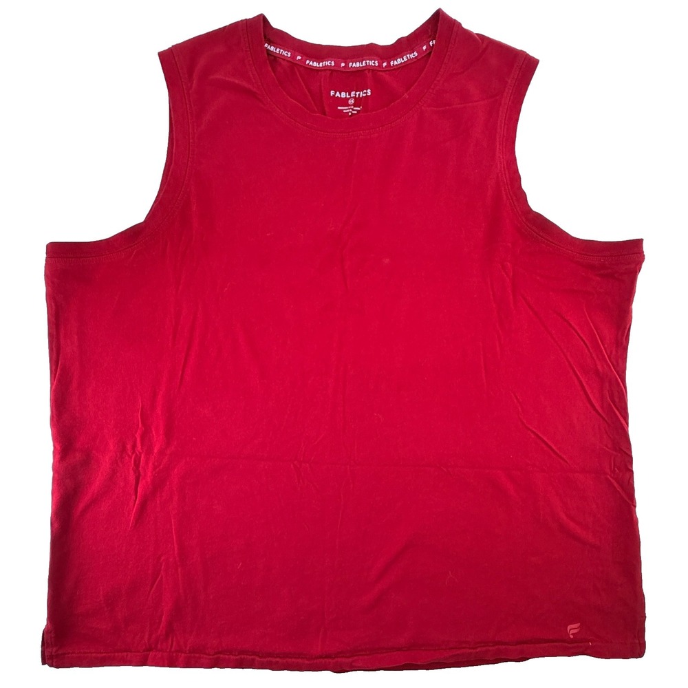 Fabletics Womens 1X Red Sleeveless Tank Top Athletic Casual Plus Size Cotton